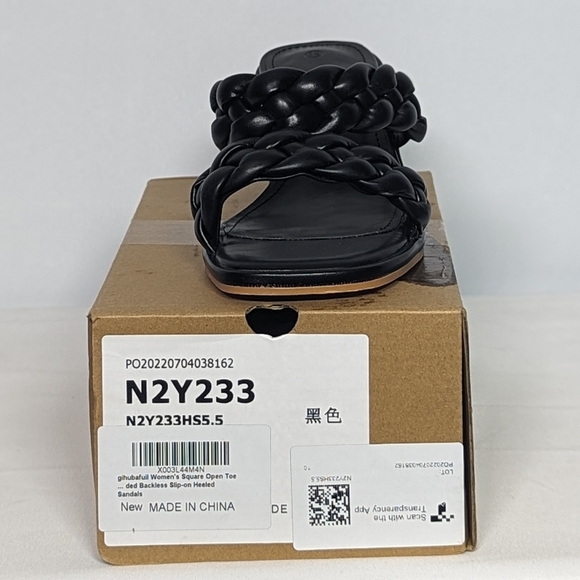 NEW Coutgo Womens Braided Square Open Toe Backless Slip-on Heeled Sandal Sz 5.5 - Picture 4 of 4